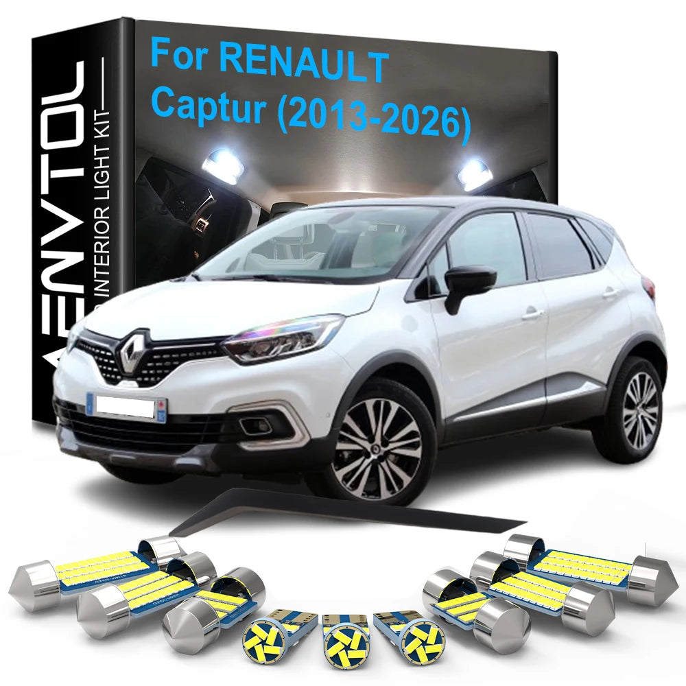 11-Piece LED Interior Light Kit for Renault Captur 2013-2026 - Canbus Dome Map Door Trunk Bulbs | AUTOKITSHOP