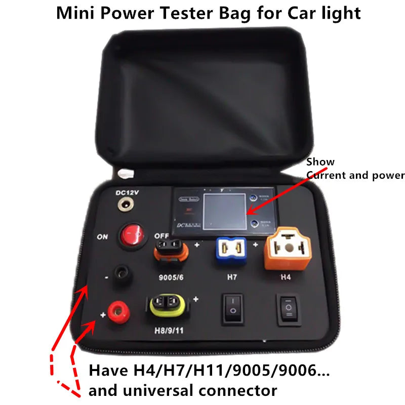 110V 220V to 12V Test Tester Bag for Car Auto Headlight LED Bulb T10 C5W H8 H9 H11 H7 H4 9