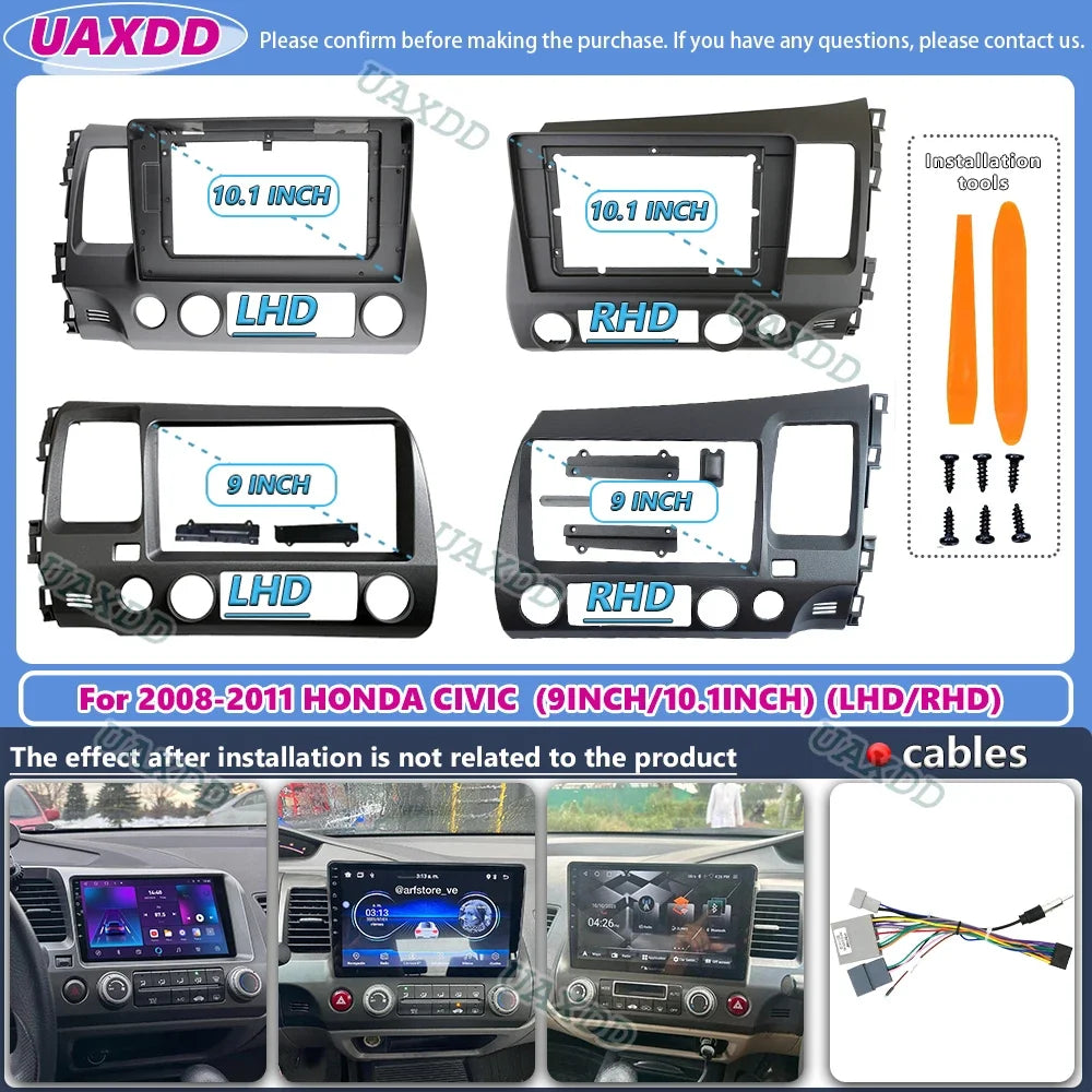 For 2008-2011 Honda Civic 9inch 10.1inch radio android stereo frame panel dashboard audio