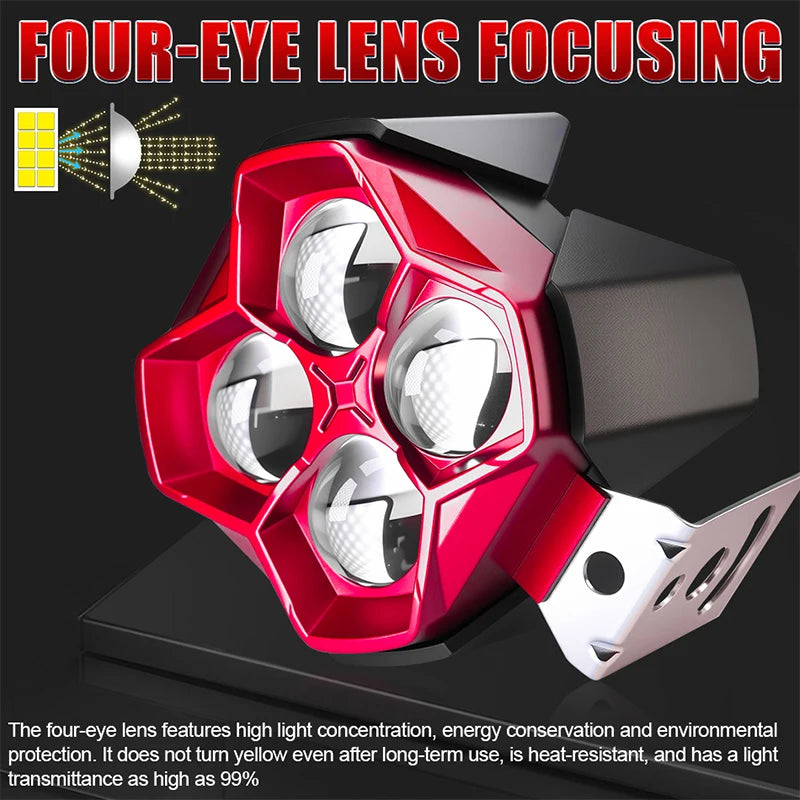 4300K 6000K Motorcycle Spotlights 4X4 Off Road LED Headlight 4 Eyes Lens 2.5 inch 3 Modes