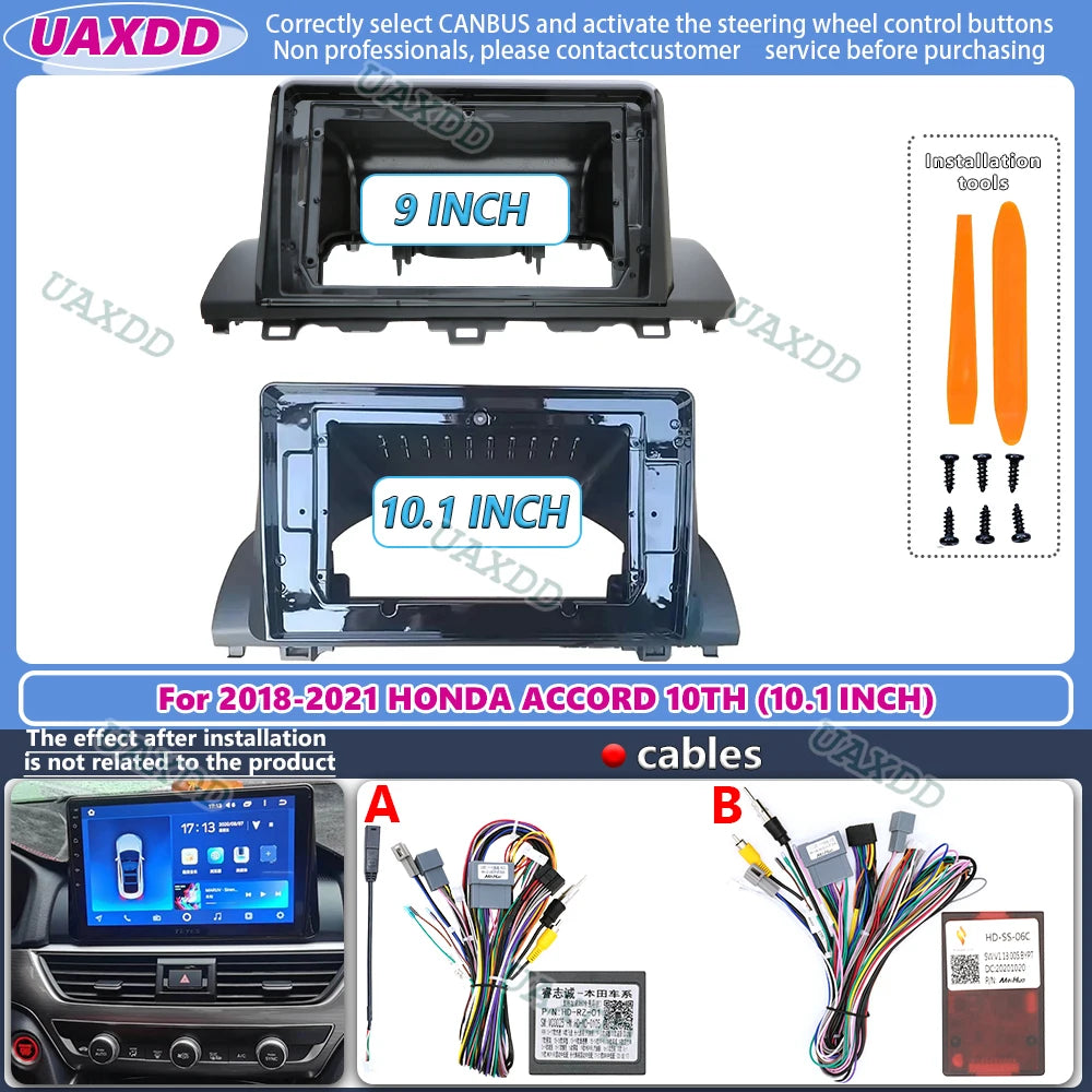 9 10.1 Inch Car Android gps Frame Facia For Honda Accord 2018-2021 10th Android Radio Dash