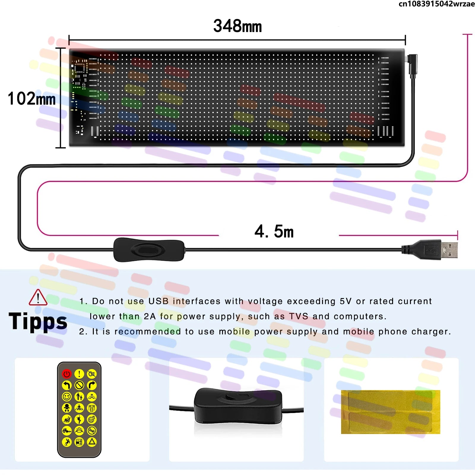 20x64 RGB Devil's Eye LED Matrix Panel, DIY Remote Control Adjustable Scrolling Lighting f | AUTOKITSHOP