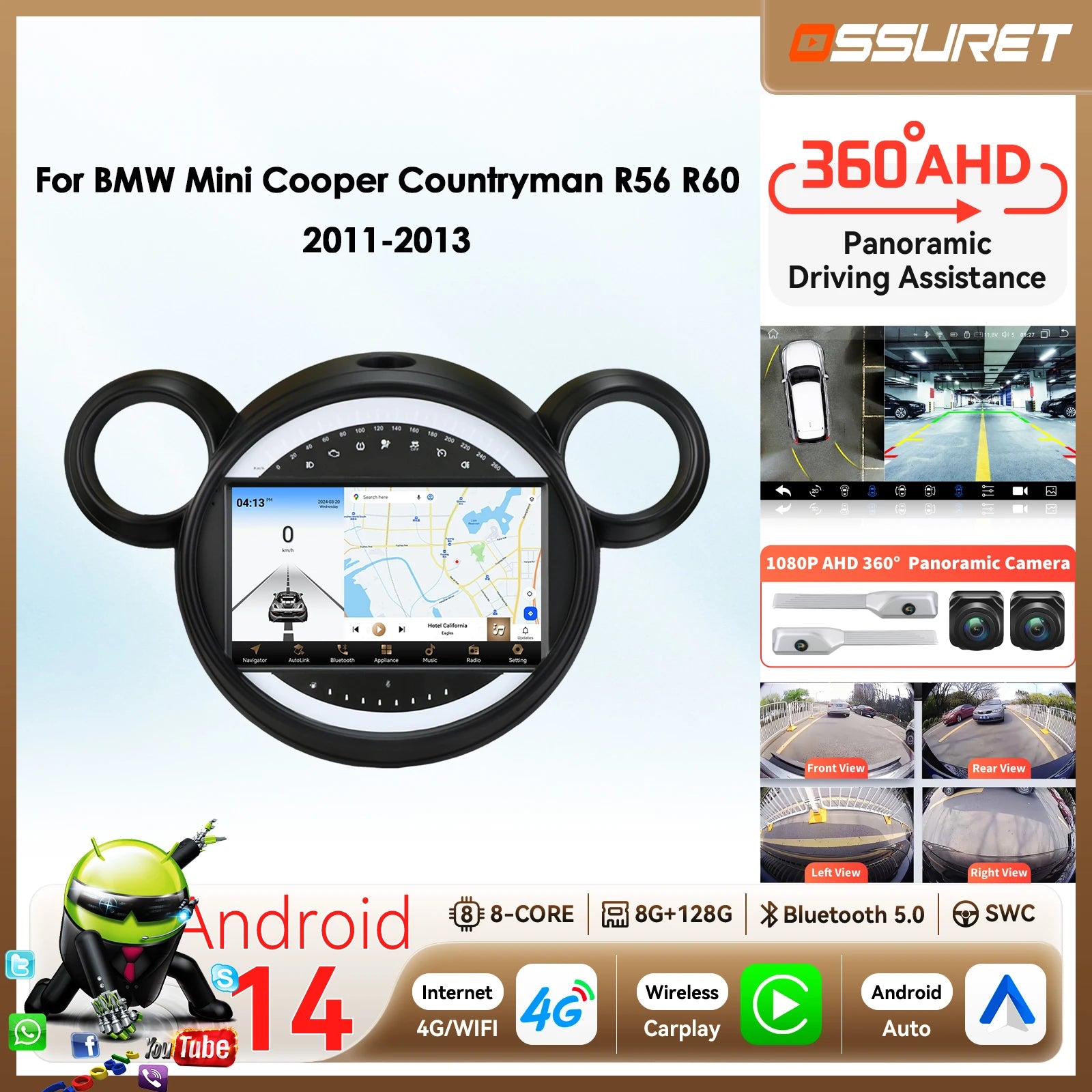 Android Car radio for BMW Mini Cooper Countryman R56 R60 2011 - 2013 multimedia player Car