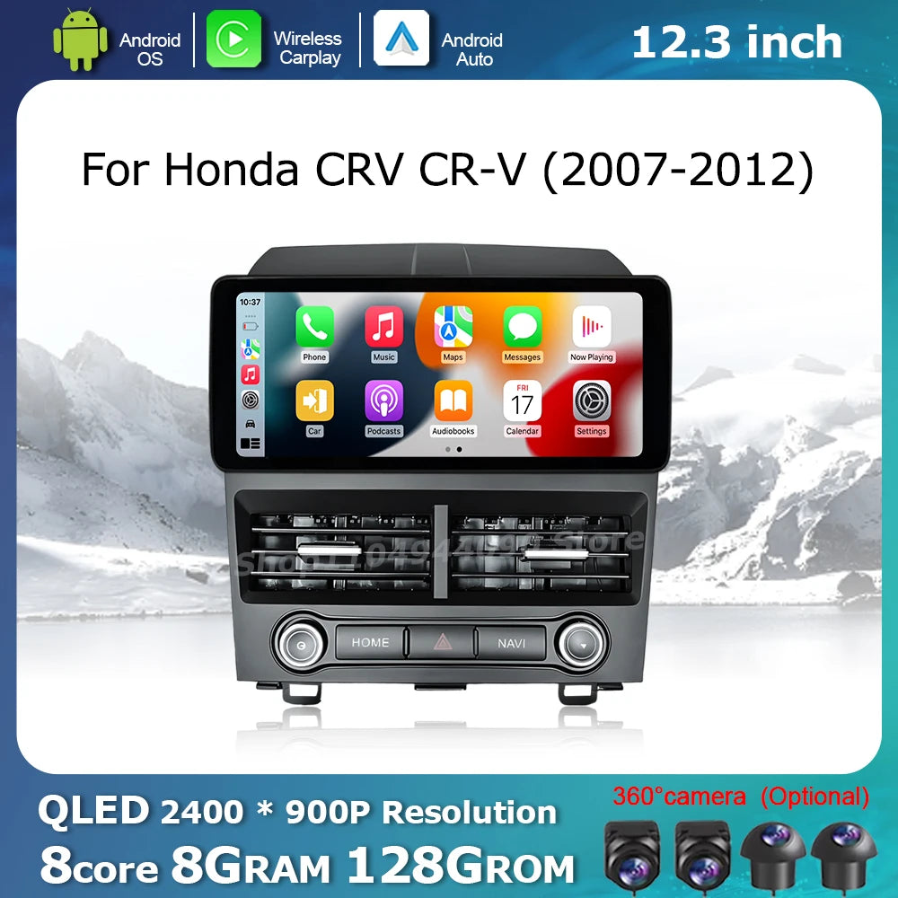 Wireless Carplay Android OS for Honda CRV CR-V 2007 - 2012 Car Display Screen Multimedia R