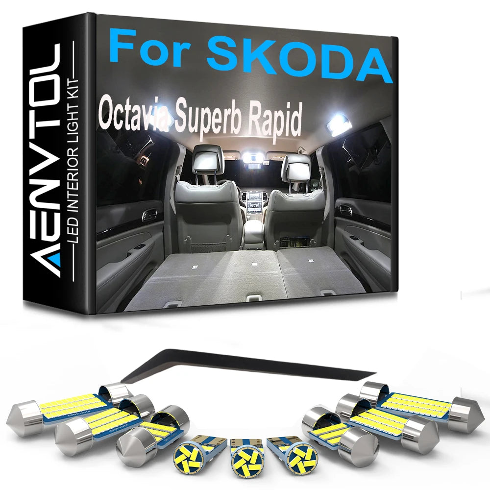 LED Interior Light Kit for SKODA Octavia Superb Rapid Yeti Roomster Kodiaq Karoq Citigo car roof reading lamp,Map Lig...