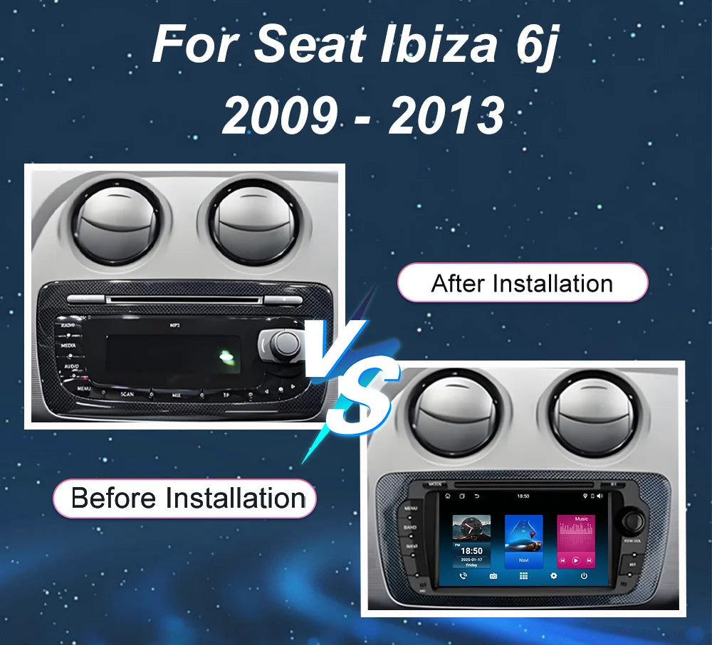 Car Radio For Seat Ibiza 6j 2009-2013 Audio Multimedia Player CarPlay Android Auto GPS Blu