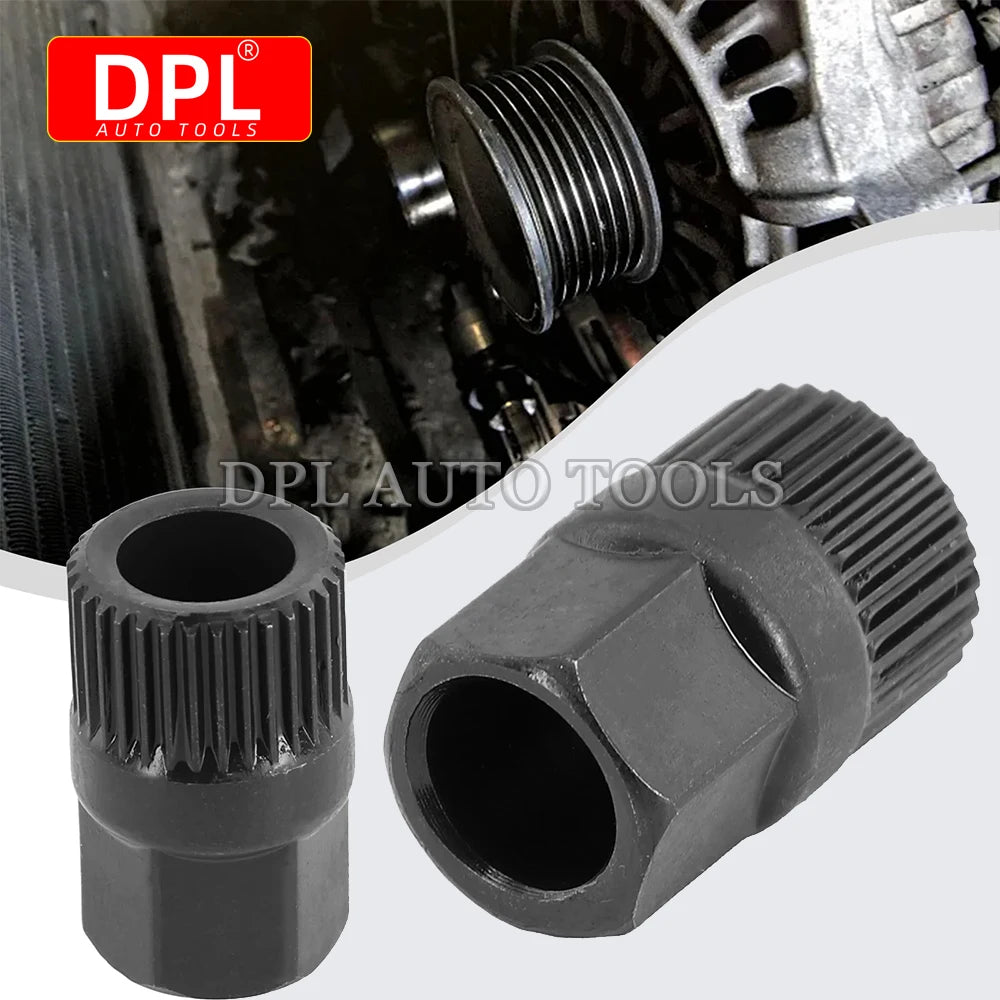 Alternator Clutch Free Wheel Pulley Removal Tool With 33 Tooth V Belt Pulley Remover Black Car A - Automotive LED Light