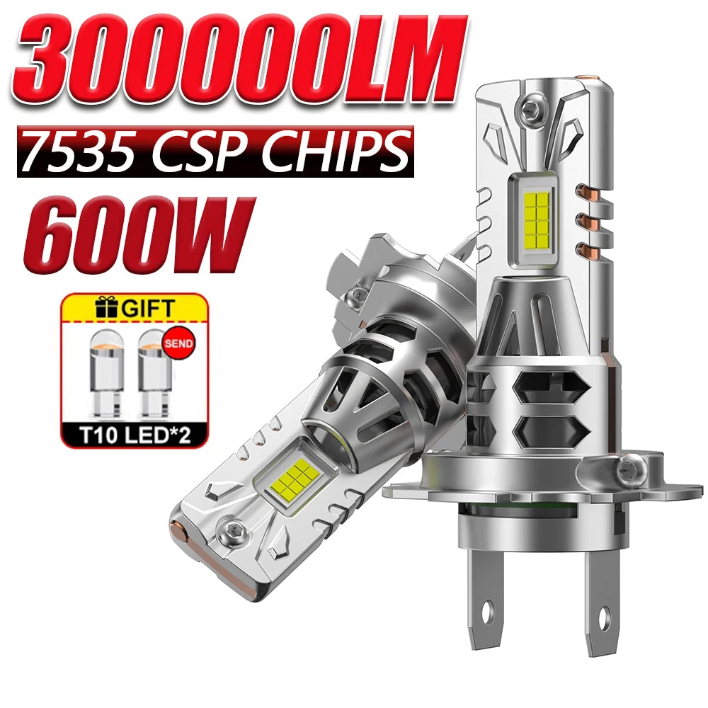H7 H4 LED Headlight Bulbs Mini Canbus 600W Wireless Turbo Car Bulb With Fan 6000K 7580 CSP