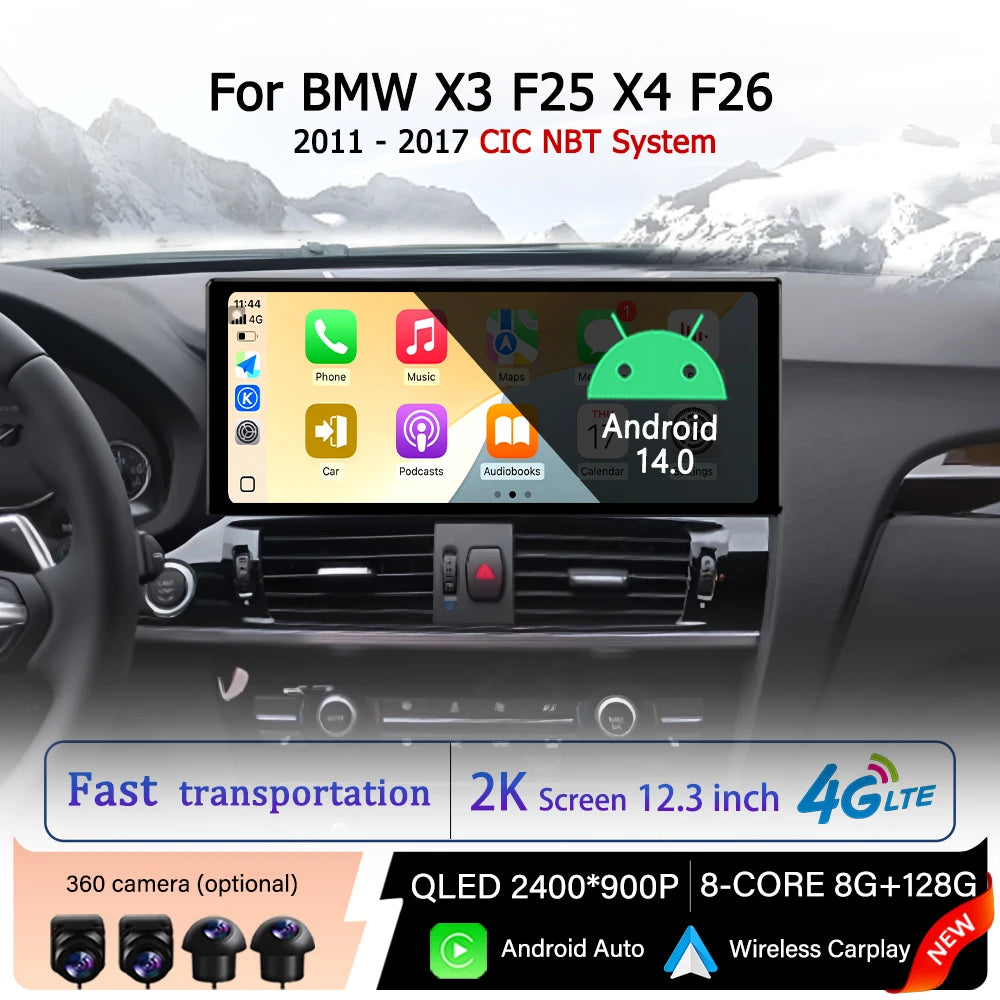 QLED 2400*900P Touch Screen Display for BMW X3 F25 X4 F26 2011 - 2017 CIC NBT System Carpl