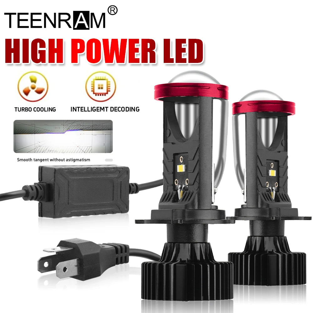 30000LM H4 Projector Lens 300W CSP Chips LED Headlight Bulbs 6000K White External Drive Fr