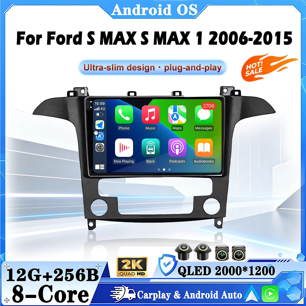 9 Inch For Ford S MaxS-MAX 2007-2015 Android 16 Car Radio Carplay Video Multimedia Navigat