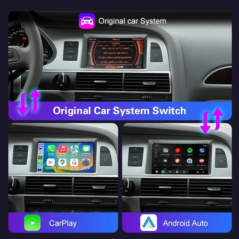 Wireless CarPlay Android Auto Box for Audi A4/A6L/Q7/A8 2005-2009 MMI2G High with AirPlay