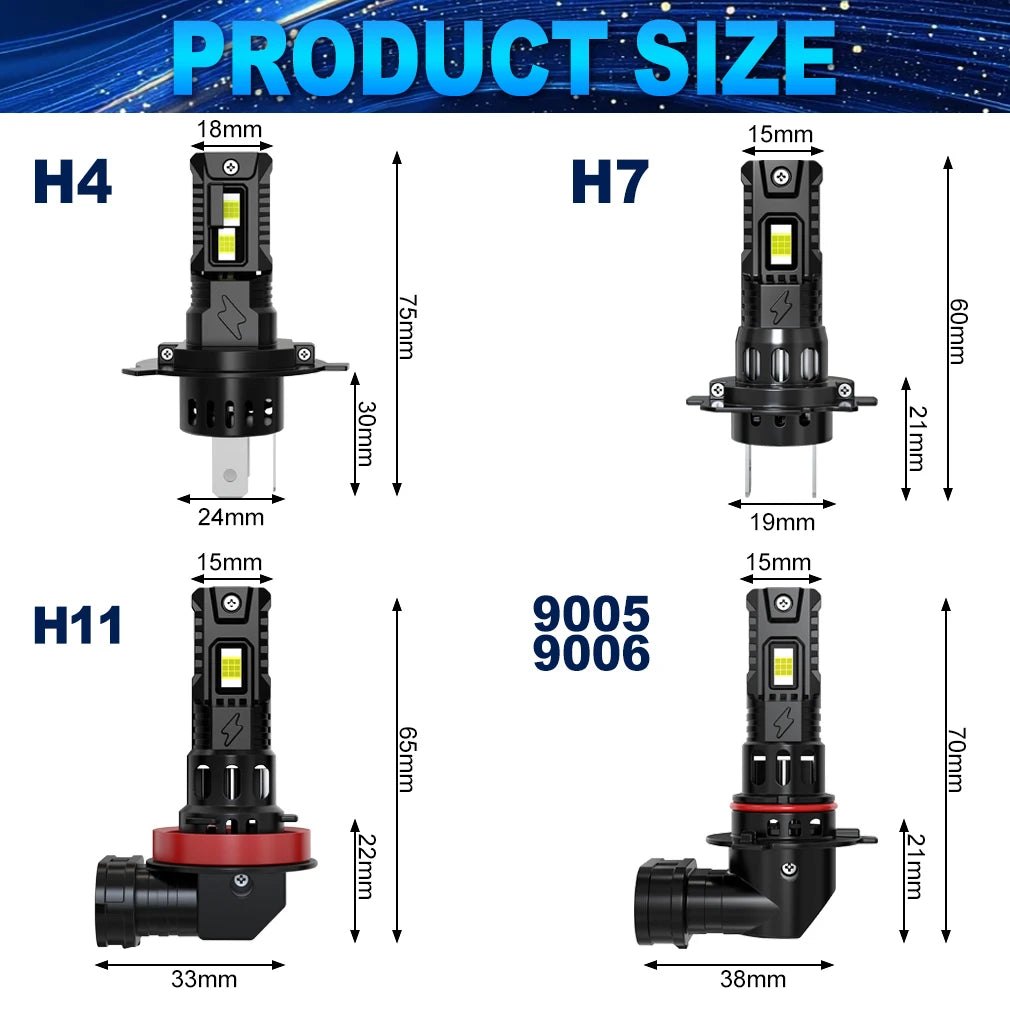 TOAUTO H4 Led Headlights 70W 30000LM H7 LED Canbus 9005 9006 H11 Car Light Bulbs Auto Head