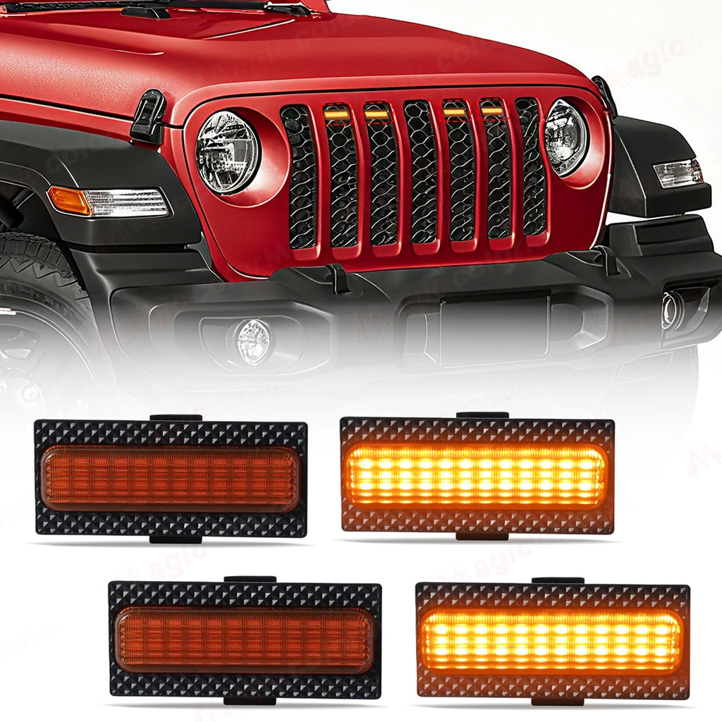 For Jeep Wrangler JL 2024 2025 Led Grill Grille Lights Front Bumper Daylights Daytime Runn | AUTOKITSHOP