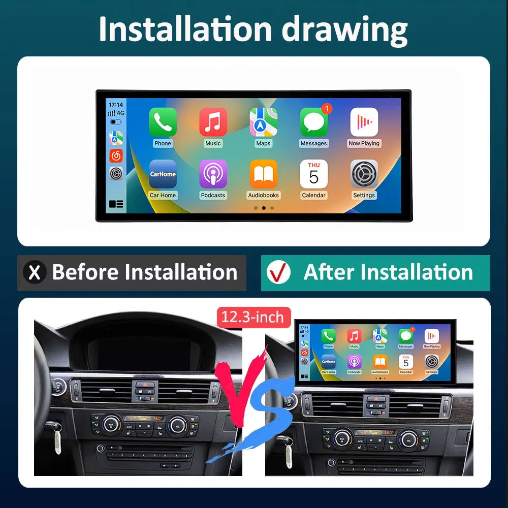 Linux System 12.3'' for BMW 3 Series E92 2007 - 2011 CCC/CLC Carplay Wired Android Auto Ca