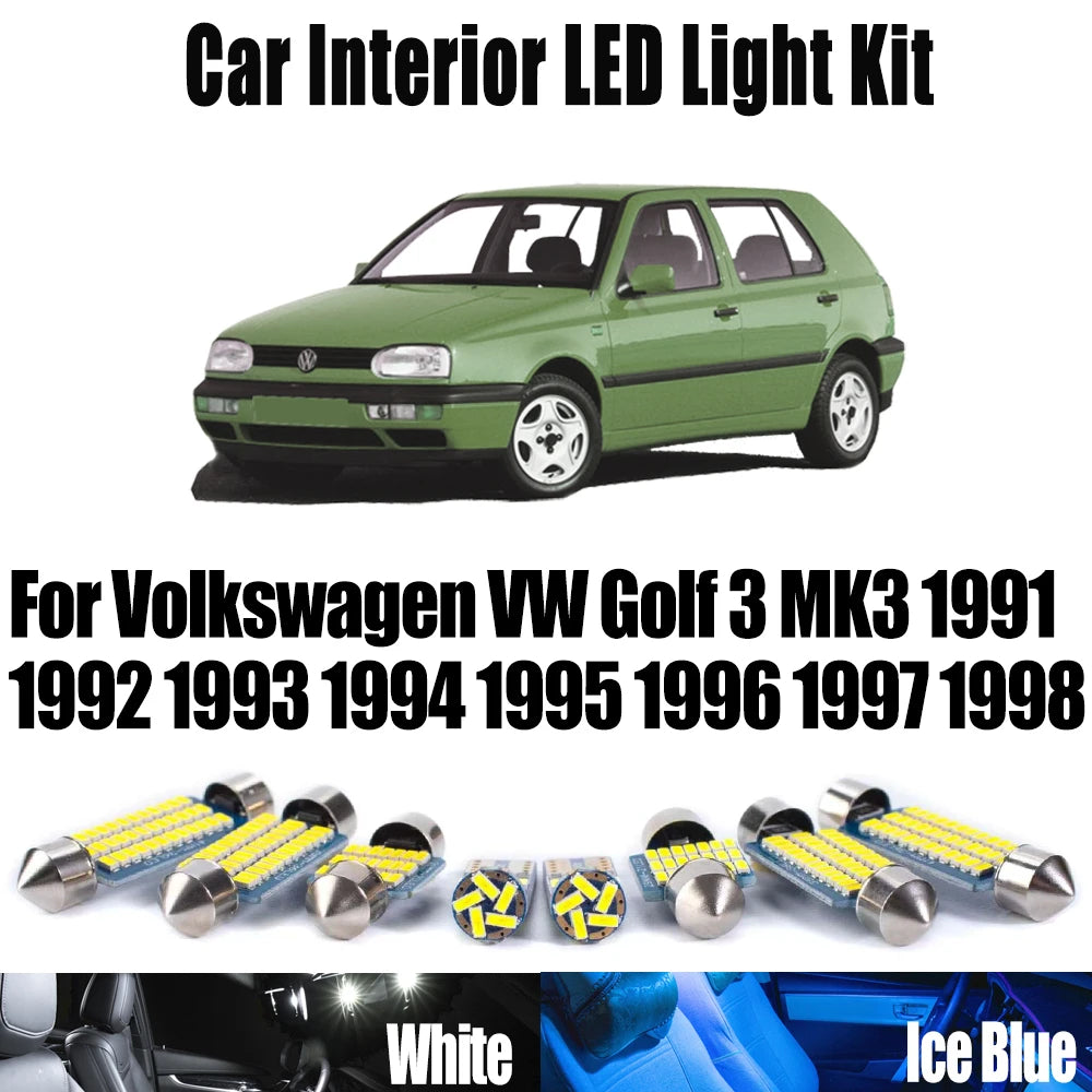 10-Piece LED Interior Light Kit for Volkswagen VW Golf 3 MK3 - Canbus Error-Free Bulbs | AUTOKITSHOP