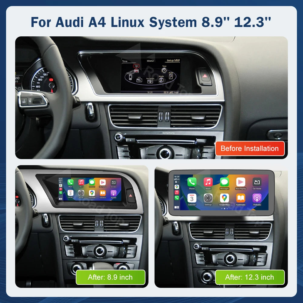 8.9 Inch 12.3"" Multimedia Display Touch Screen For Audi A4 S4 2009-2015 Airplay Miracast  | AUTOKITSHOP