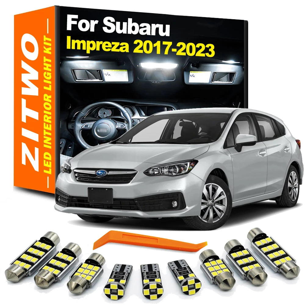 ZITWO 10Pcs For Subaru Impreza 2017 2018 2019 2020 2021 2022 2023 LED Interior Dome Map Trunk Light Plate Lamp Kit Accessories