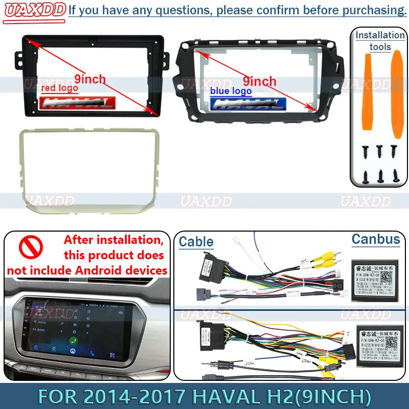 For 2014-2017 Great Wall HAVAL H2 9INCH Radio Android Stereo Frame Panel Dashboard Video C