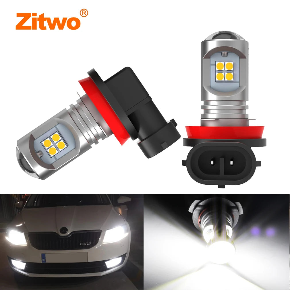2pcs H8 H11 HB4 9006 HB3 9005 Fog Light LED Bulb 3030SMD 6000K White 1200LM Car Running Driving Lamp Canbus No Error 12V 24V