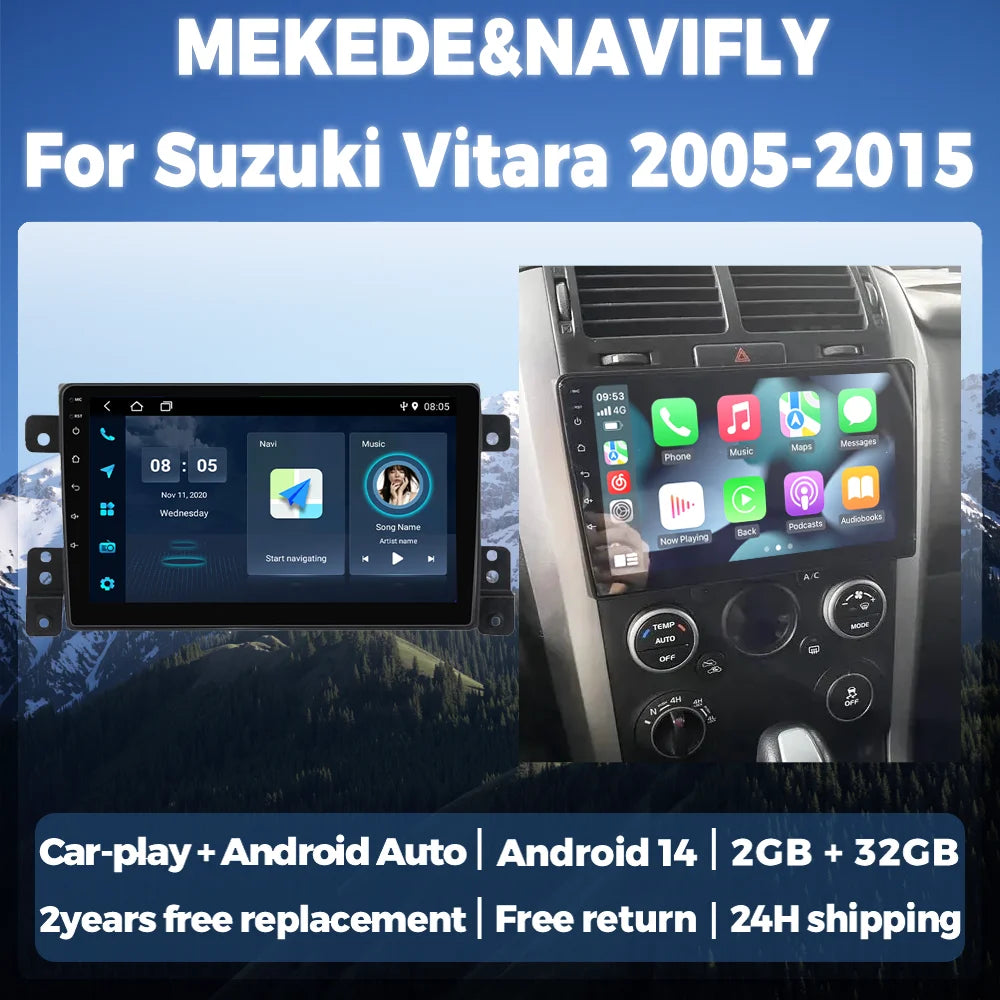 Wireless Carplay Android auto 9inch Car radio For Suzuki Grand Vitara 3 2005-2010 2011-201