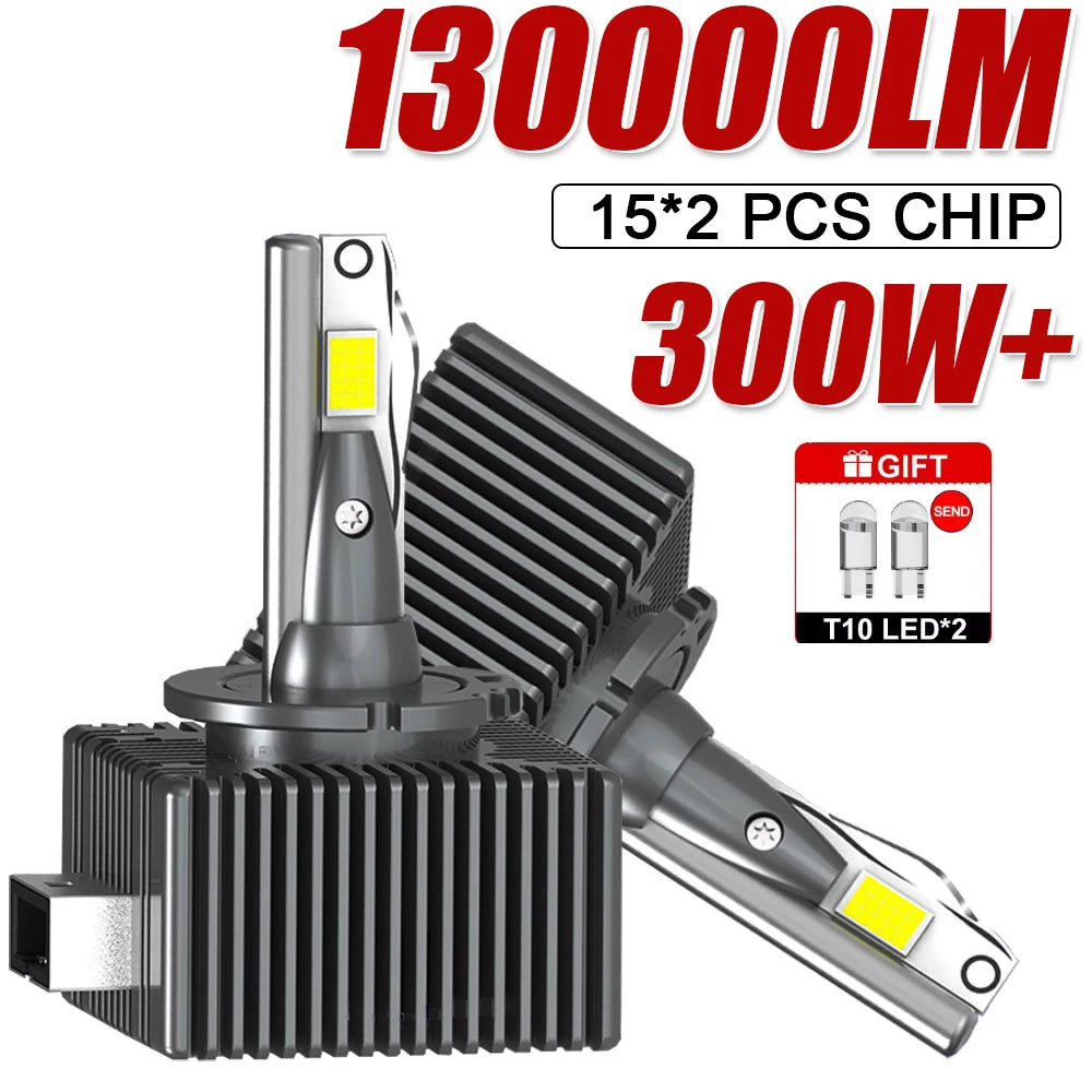 D3S D1S LED Headlight Canbus 130000LM 300W D2S D4S D8S D1R D2R D3R D4R Car Bulb Super Brig
