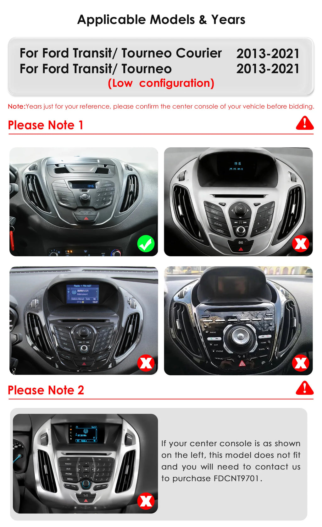 9"Android 14 Car multimedia player for Ford Transit Tourneo Courier 2013 - 2021 Carplay An