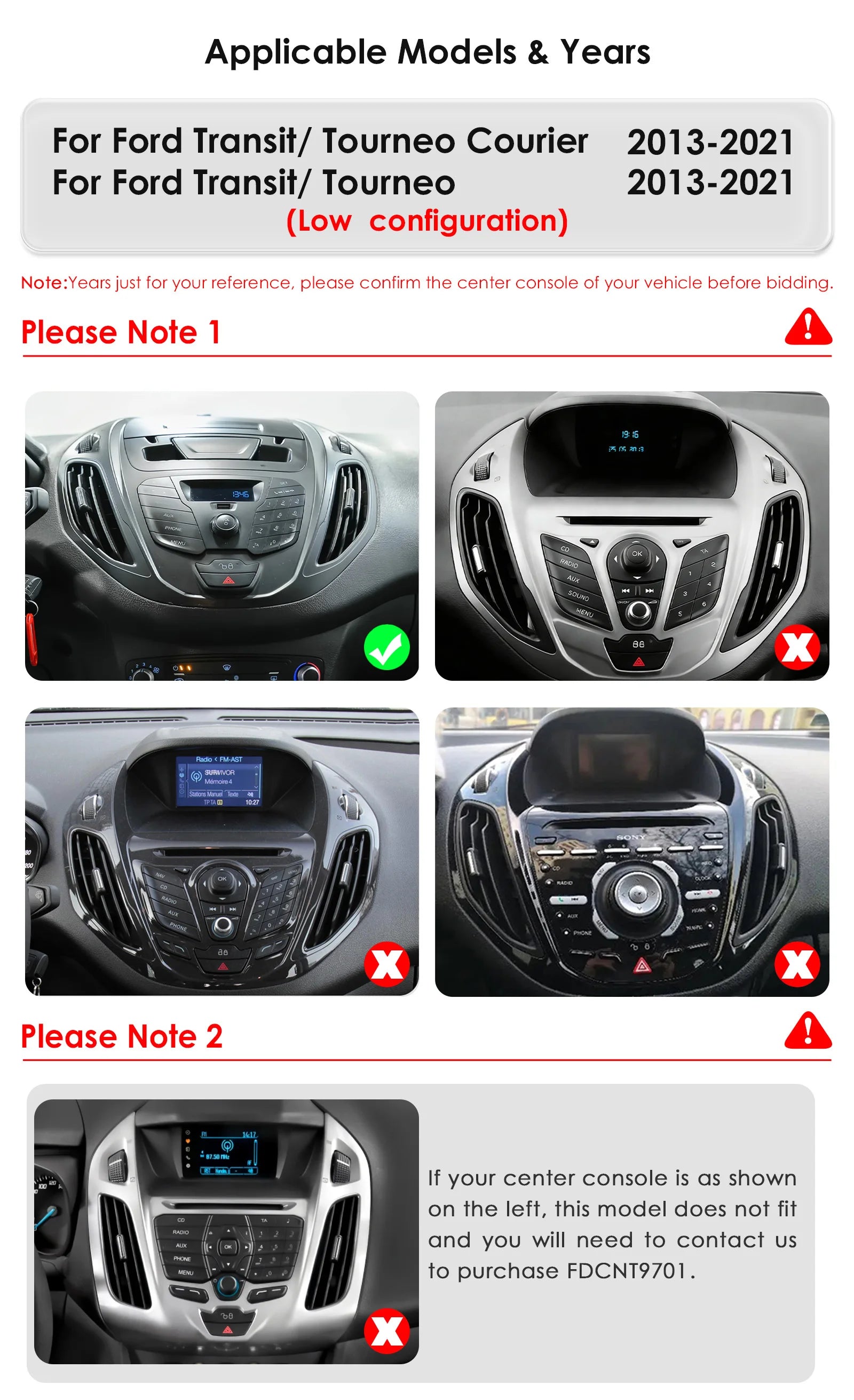 9"Android 14 Car multimedia player for Ford Transit Tourneo Courier 2013 - 2021 Carplay An