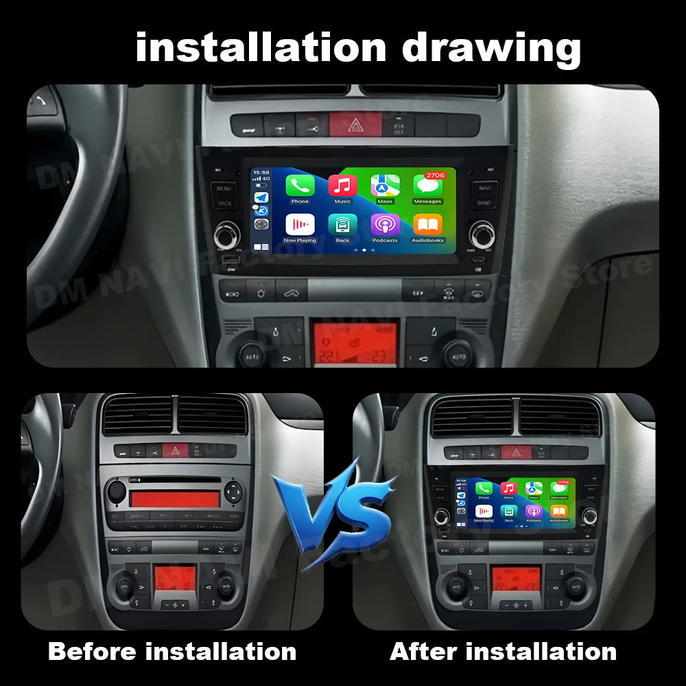 Carplay Android Auto for FIAT Punto 2005-2009/Linea 2007-2011 Car Radio Multimedia Player