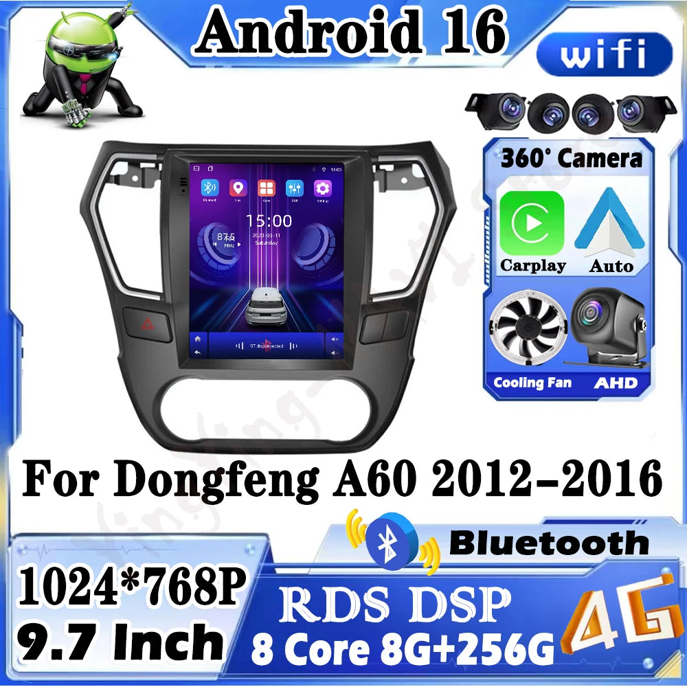 Android 16 Auto For Dongfeng A60 2012-2016 Car Radio Stereo Multimedia Player Navigation G