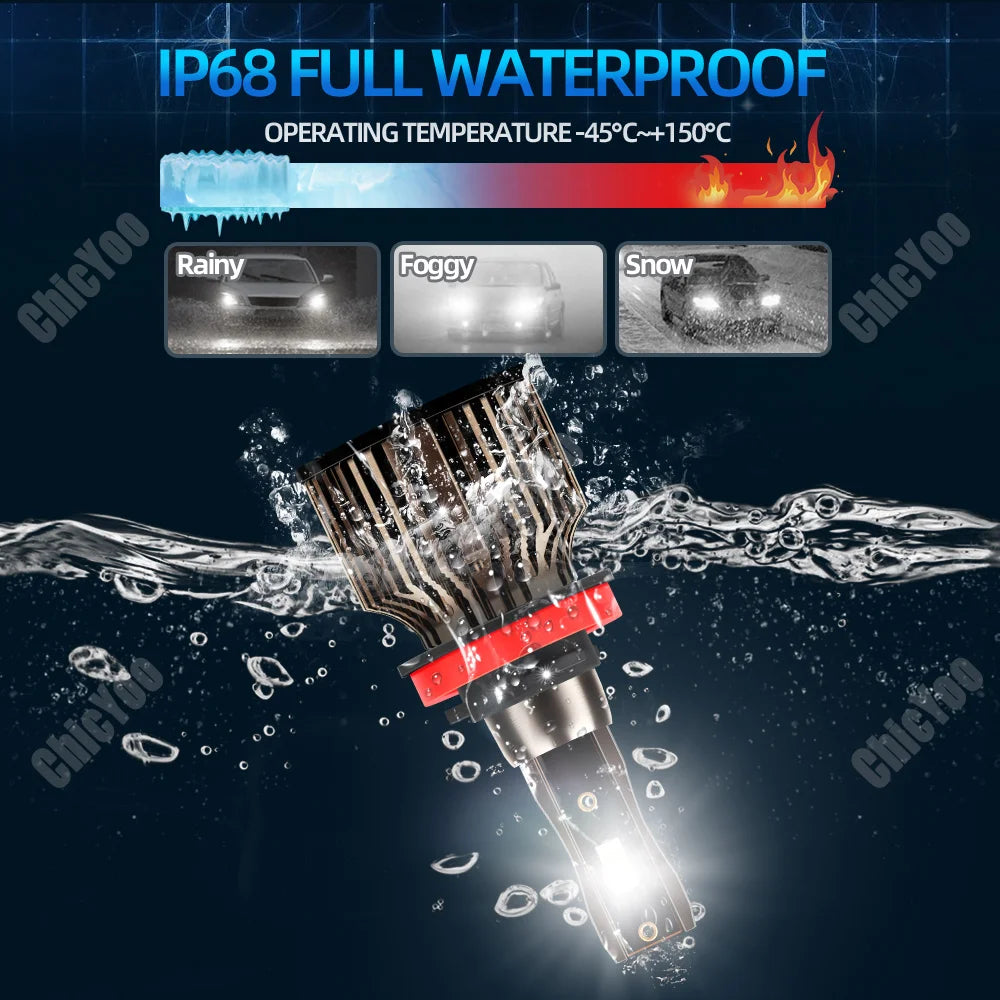 2X 20000LM 120W High Power H11 H8 H9 LED Headlight 3570 CSP Chip Car Turbo Light 6500K Whi