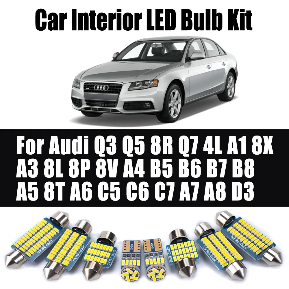 LED Interior Light Kit for Audi Q3 Q5 8R Q7 4L A1 8X A3 8L 8P 8V A4 B5 B6 B7 B8 A5 8T A6 C5 C6 C7 A7 A8 D3 Car Interi...