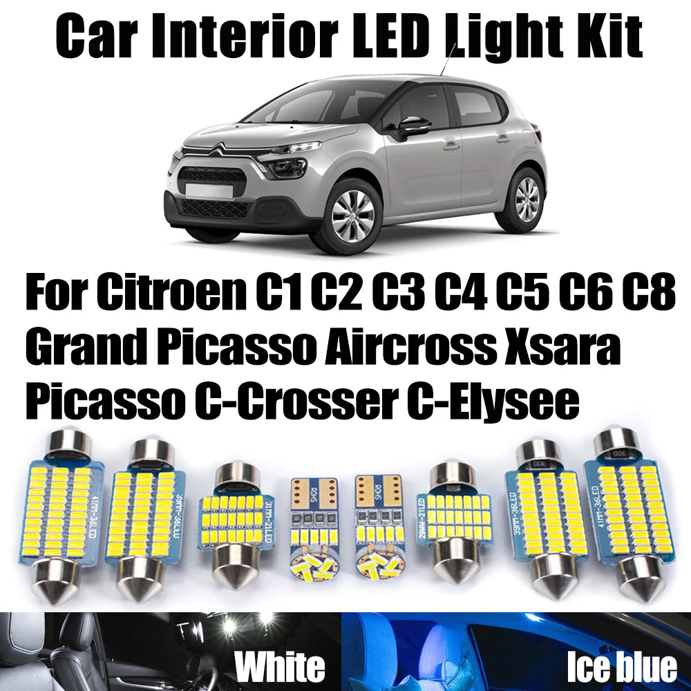 LED Interior Light Kit for Citroen C1 C2 C3 C4 C5 C6 C8 Grand Picasso Aircross Xsara Picasso C-Crosser C-Elysee Car D...