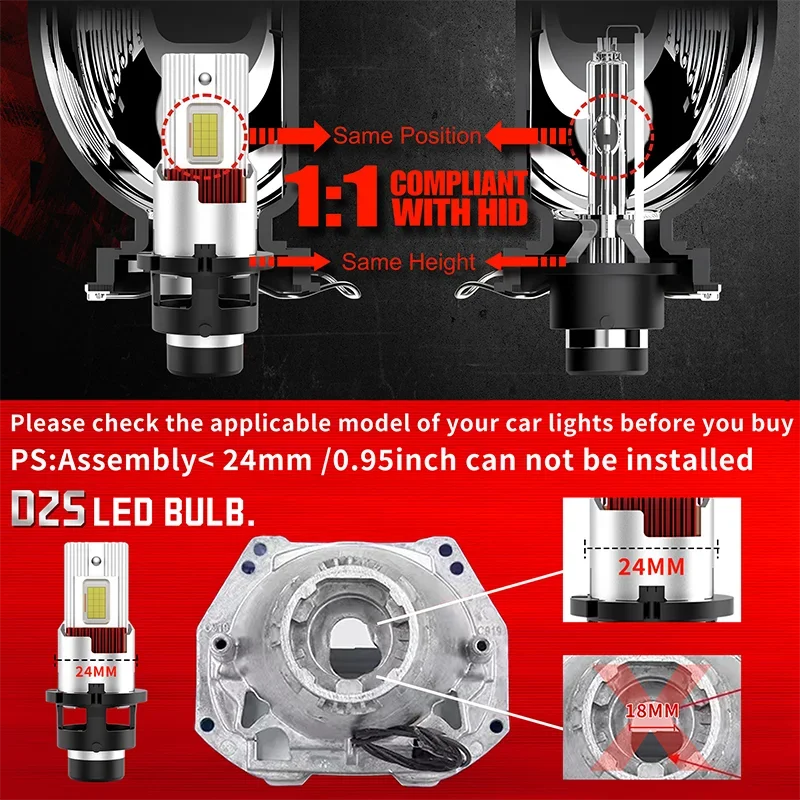 D SERIES D2S D4S LED Headlight HID Bulbs 1:1Replace Headlamp 12V 24V Canbus 30000LM Lights