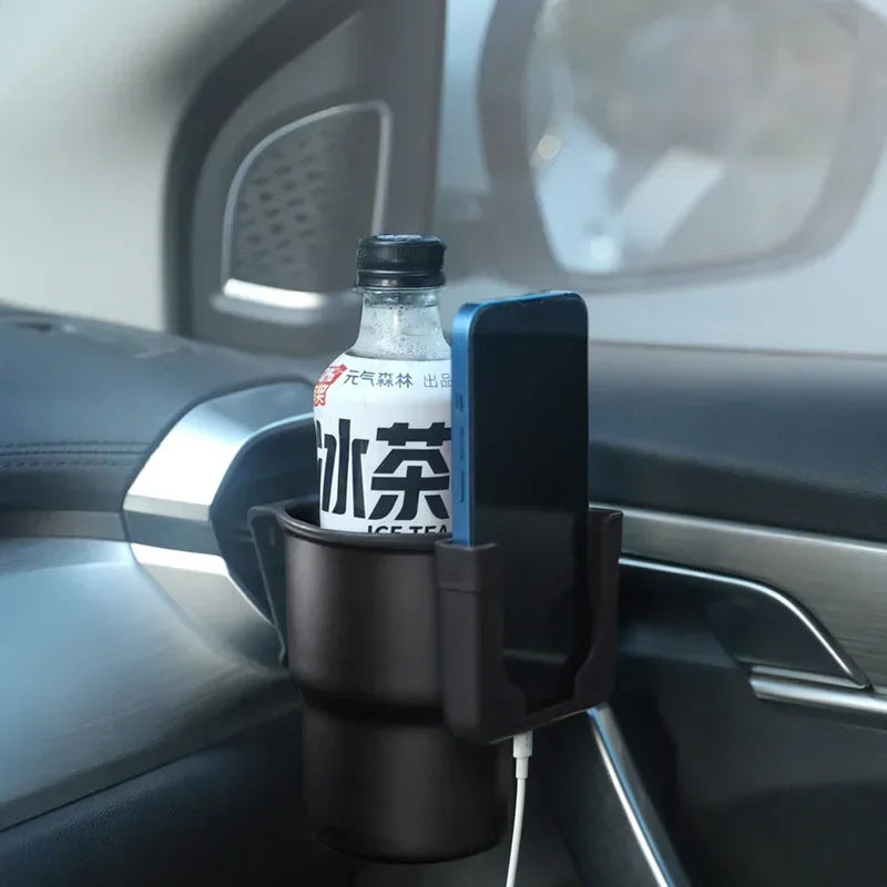 Car Water Cup Holder 2 in 1 Beverage Holder Trash Can Mobile Phone Holder Air Outlet Chair Back  - Automotive LED Light