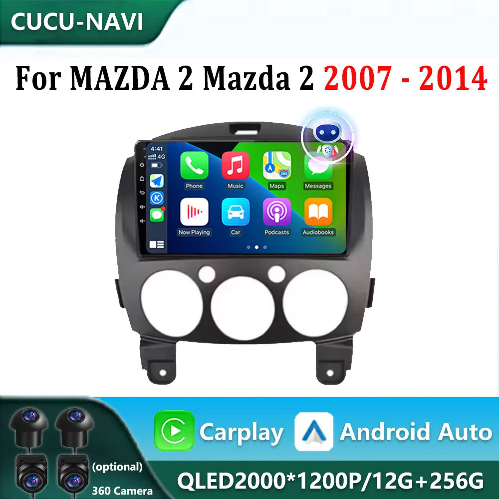 2000*1200P Android Auto For MAZDA 2 Mazda 2 2007 -2014 Car Stereo Radio Multimedia Video P | AUTOKITSHOP