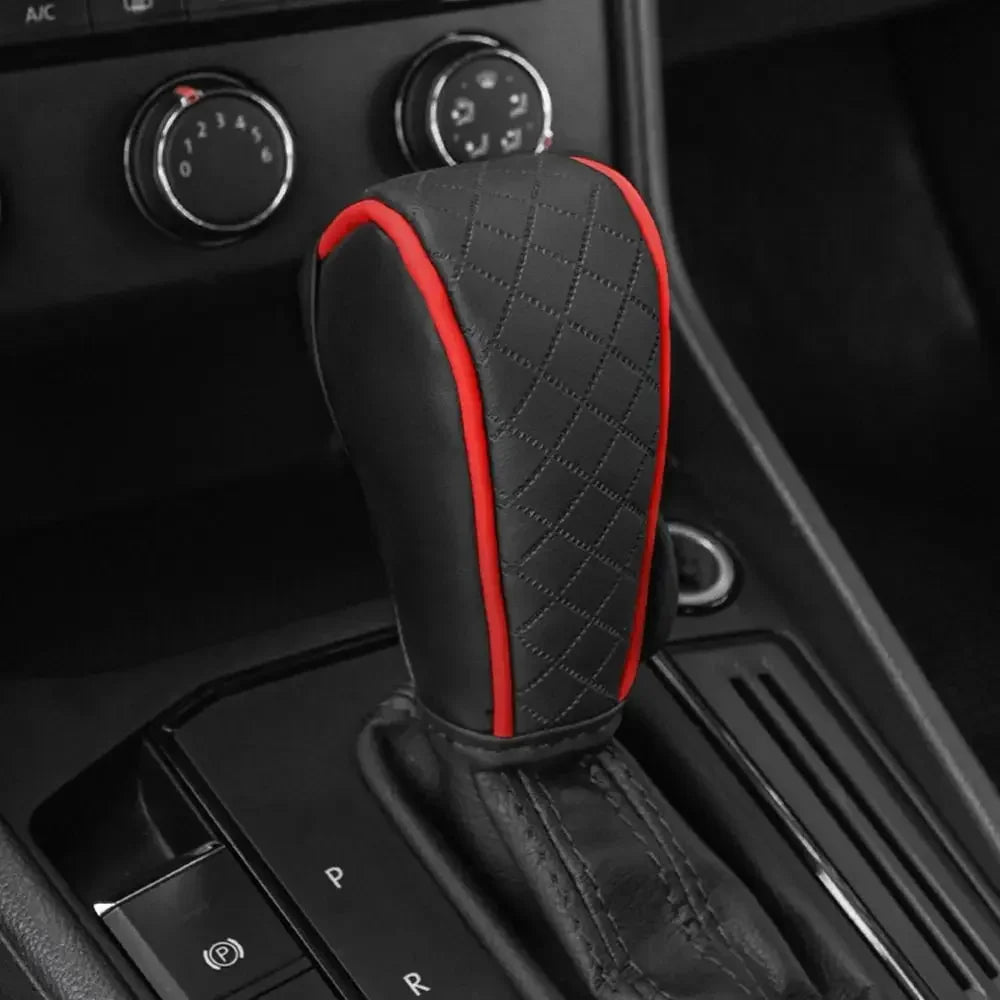 Car Shift Handle Cover PU Leather Non-Slip Wear-resistant Shift Knob Decor Protective Cover Univ - Automotive LED Light