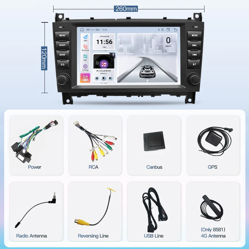 SZLELV 8inch For Mercedes Benz CLK Class W209 AMG Android 15 Car Radio Multimedia Player A