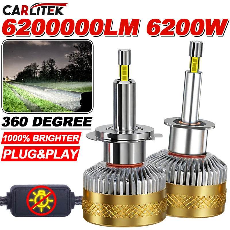 H7 LED CANBUS 360 for Projector Lens 6200000LM 6200W H11 H1 H8 H9 LED Headlight Bulb HB3 9
