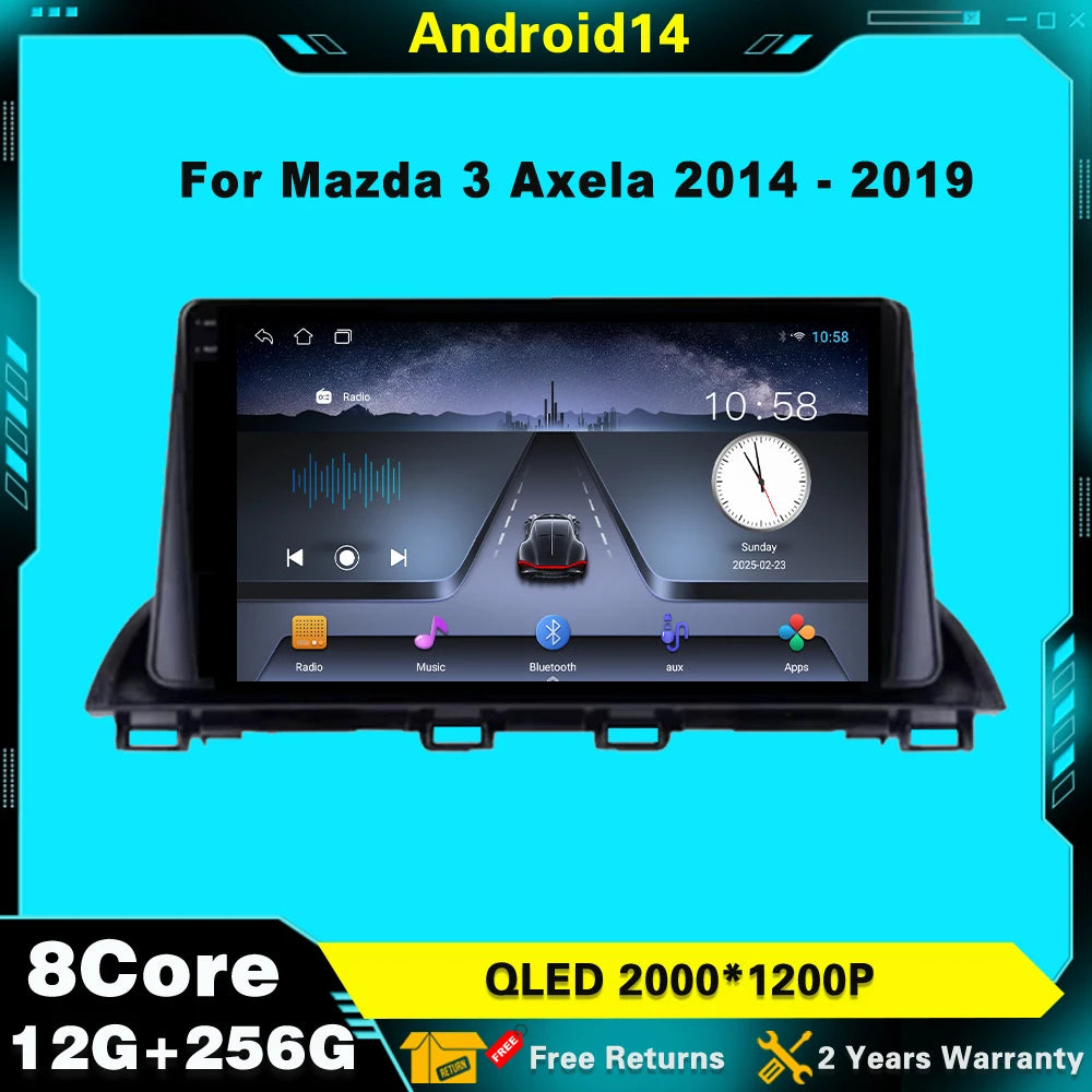 Car Radio Multimedia Android 14 For Mazda 3 Axela 2014-2017 2018 2019 Player Stereo Naviga