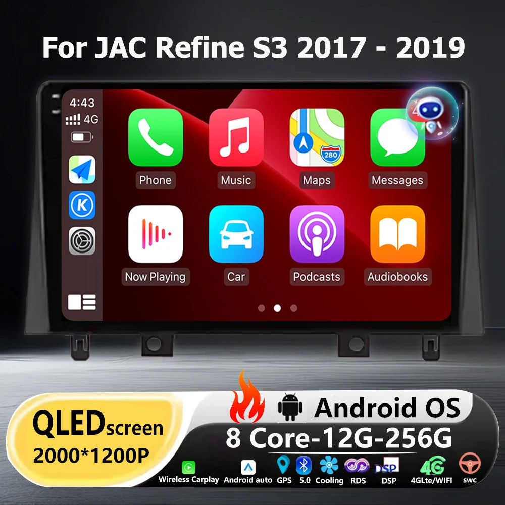 Car Radio Multimedia Video Player GPS Navigation For JAC Refine S3 2017 2018 - 2019 Androi