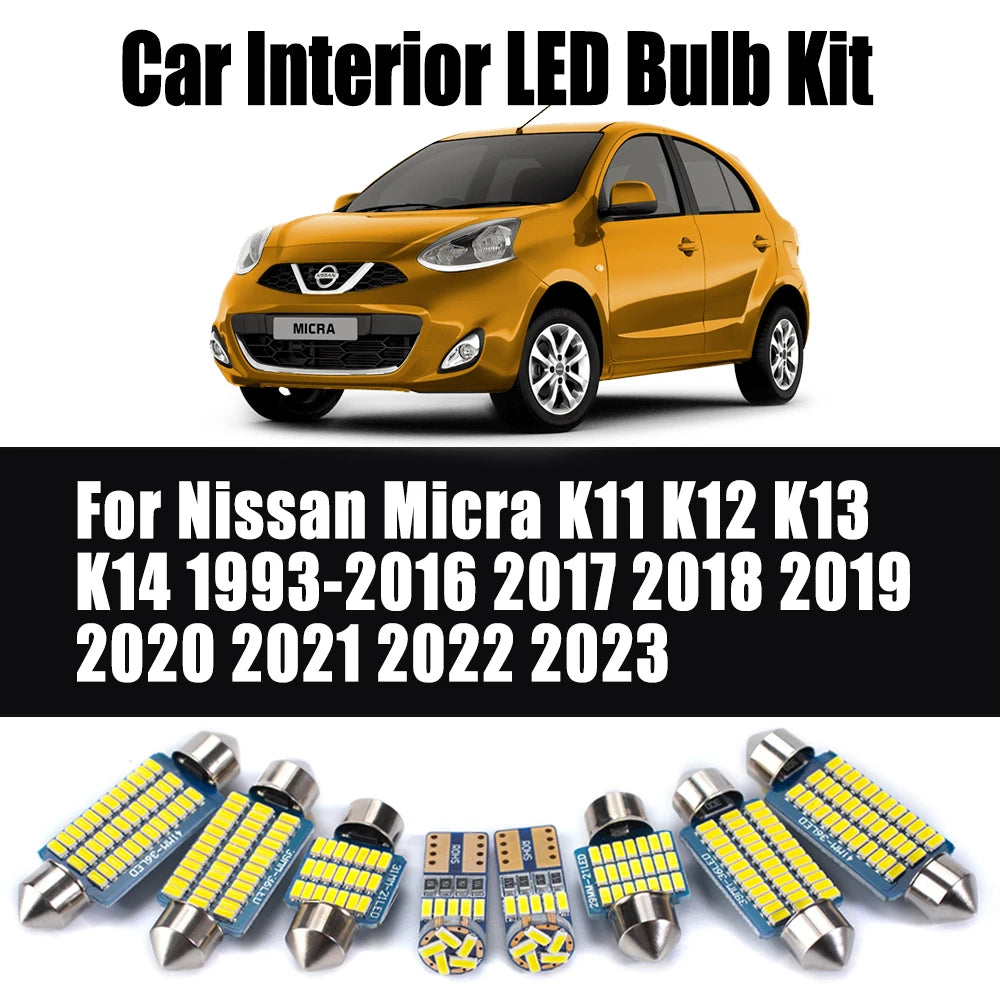 LED Interior Light Kit for Nissan Micra K11 K12 K13 K14 1993-2016 - Canbus Dome Map Door Trunk Bulbs | AUTOKITSHOP
