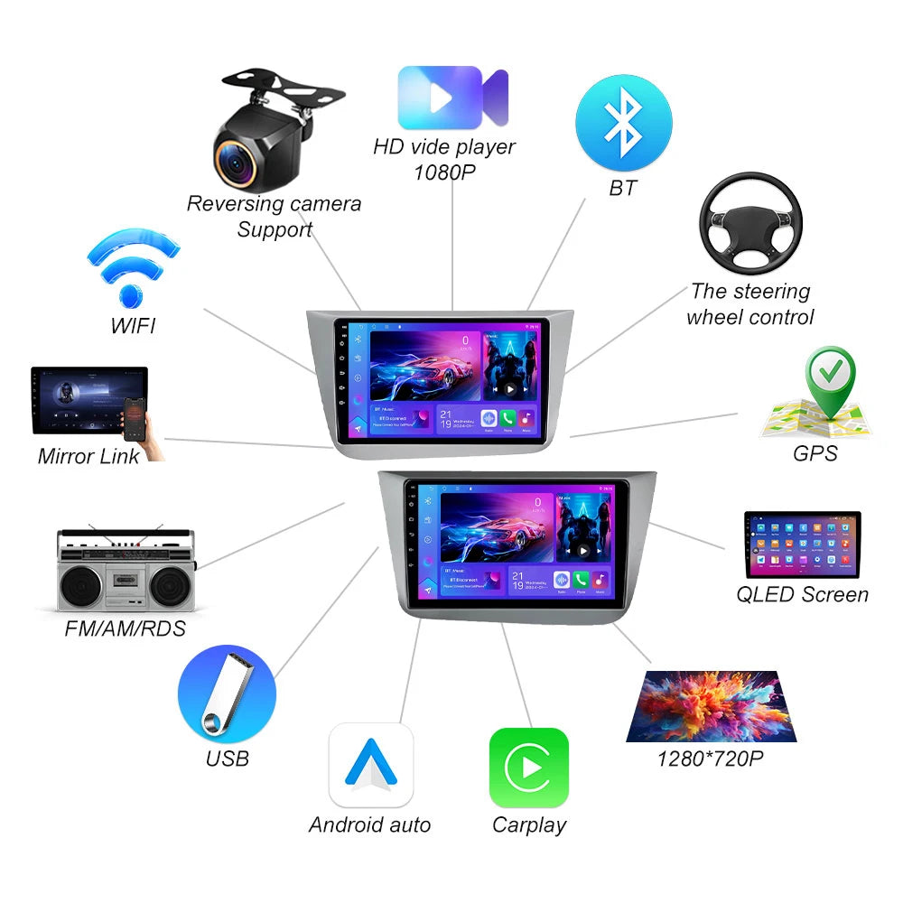 Android 16 For Seat Altea Xl Toledo 2004-2015 Lhd Rhd Qualcomm Car Radio Multimedia Video  | AUTOKITSHOP