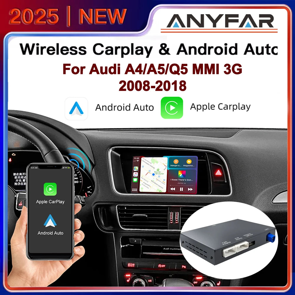 Wireless CarPlay Android auto for Audi A4, A5,Q5 2008-2018 6.5"/7" Screen, MMI 3G with Car