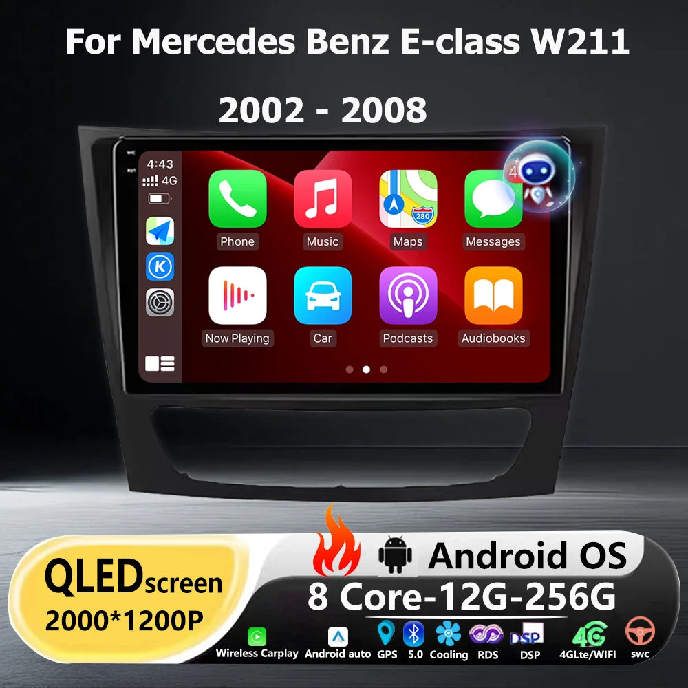 9'' Car Radio Multimedia Video Player GPS Navigation For Mercedes Benz E-class W211 2002 -