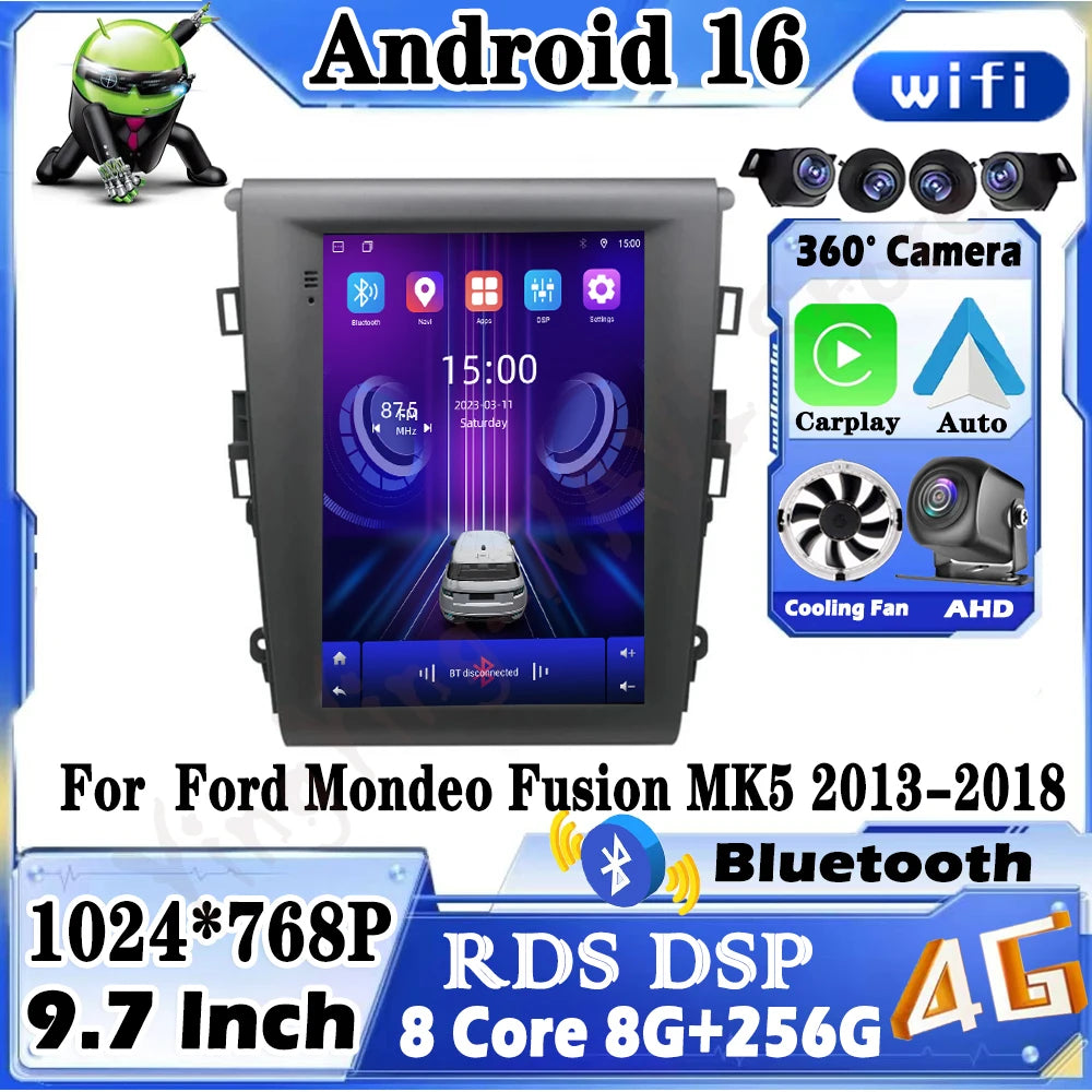 for Ford Mondeo Fusion MK5 2013-2018 Car Radio Multimedia Player Android 16 Bluetooh 4G DS