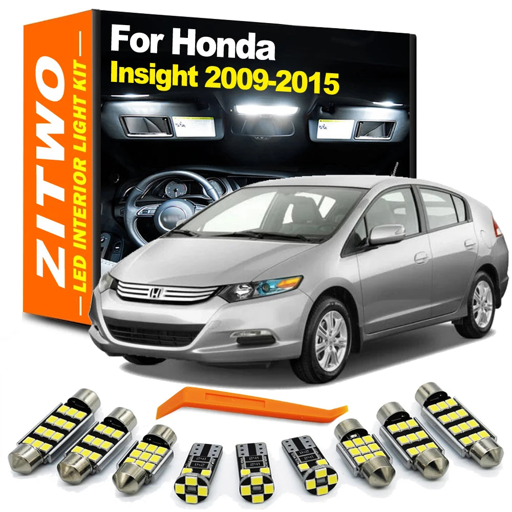 ZITWO 11Pcs LED Interior Dome Map Light Bulb Kit For Honda Insight 2009 2010 2011 2012 2013 2014 2015 License Plate Lamp Canbus