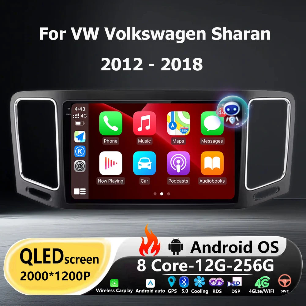 Android 16 Auto For VW Volkswagen Sharan 2012 - 2018 Car Radio Multimedia Video Player GPS