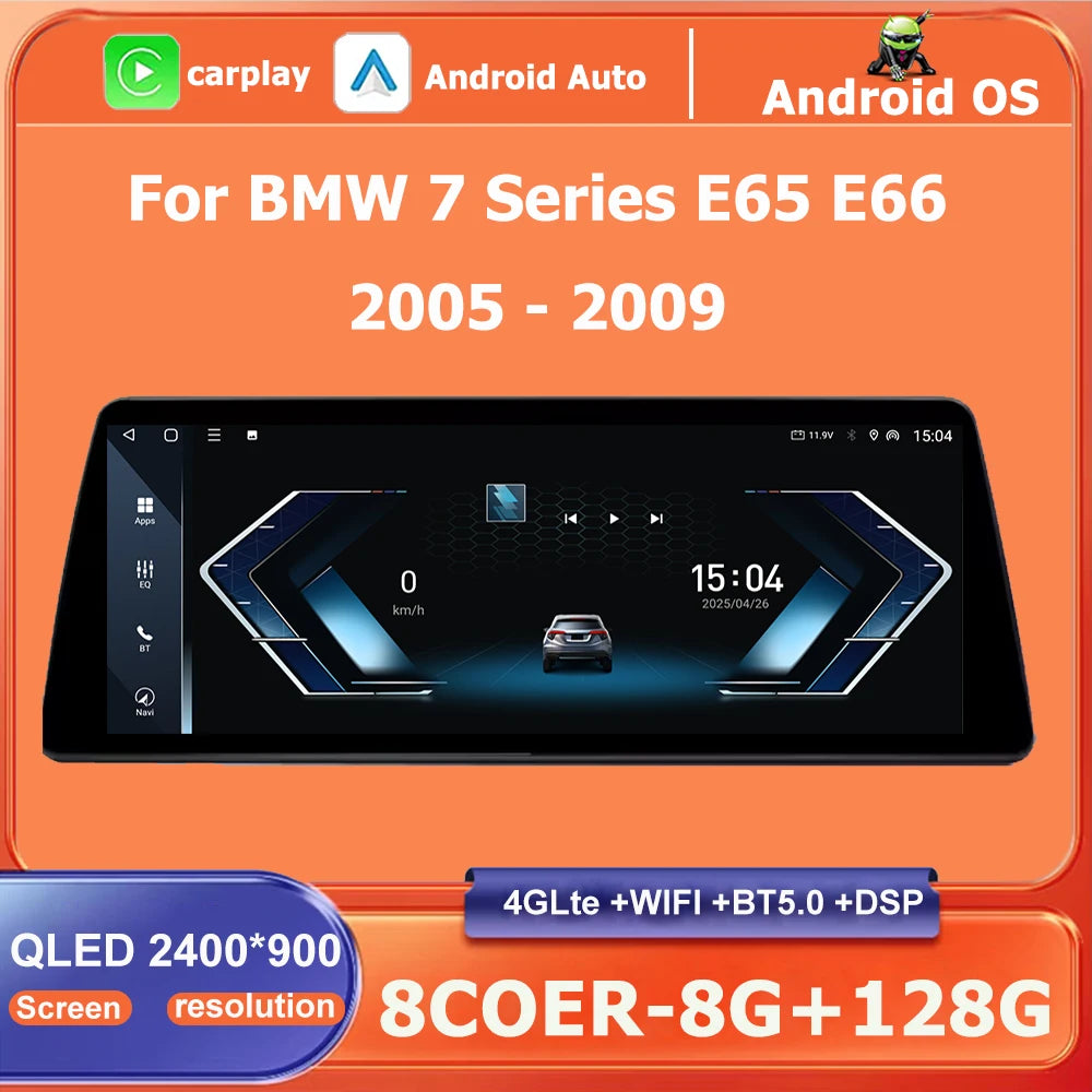 Wireless Carplay 2400*900P Car Radio Stereo Android 16 Auto For BMW 7 Series E65 E66 CCC S