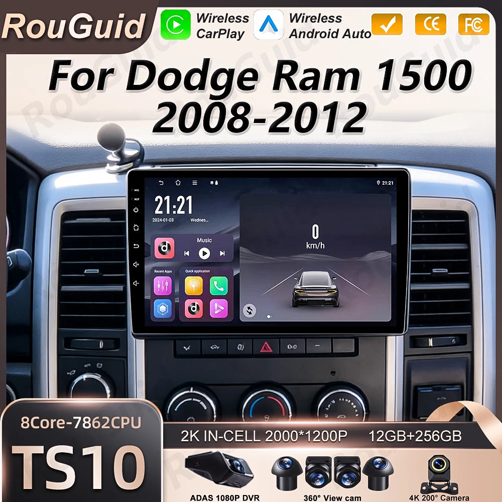 Android 16 Auto Car Radio For Dodge Ram 1500 2008 2009 2010 2012 Carplay Multimedia Player | AUTOKITSHOP